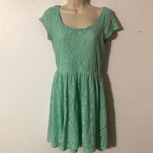 Mint green floral lace dress 👗